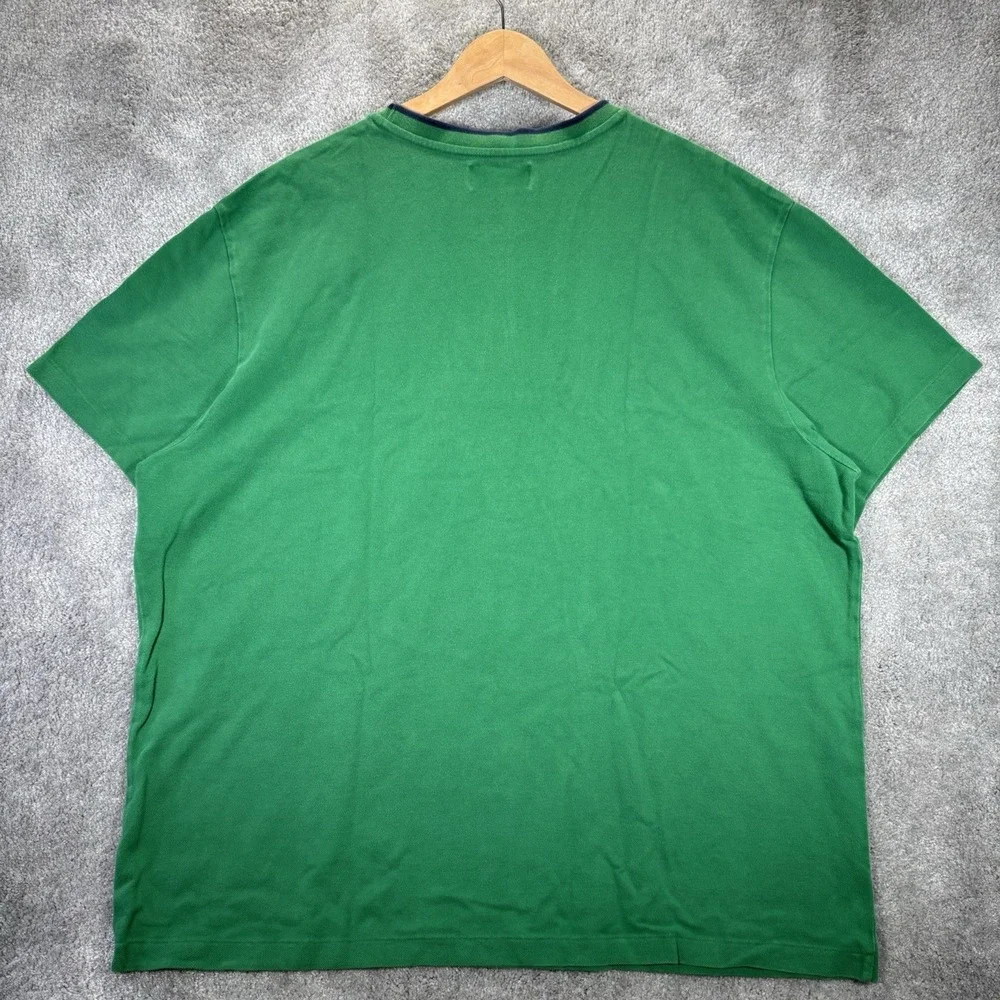 Vintage Polo Ralph Lauren‎ Shirt Mens 2XL Green Cotton Ringer Short Sleeve 90s